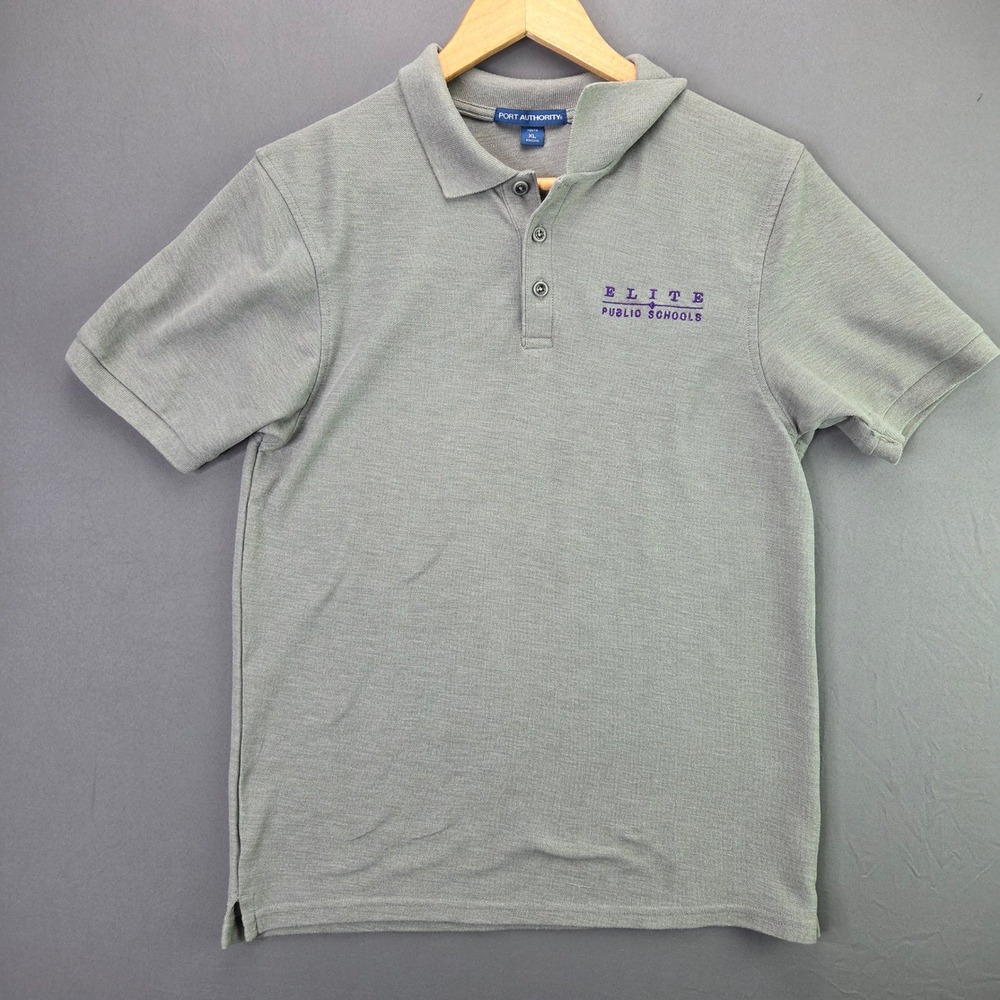 Port Authority Polo Shirt Elite Public Schools XL Youth Gray Short Sleeve Pique